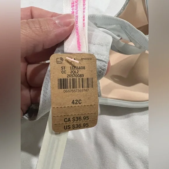 PINK VS Victoria Secret bra light grey gray lightest lined 42C - Picture 3 of 6